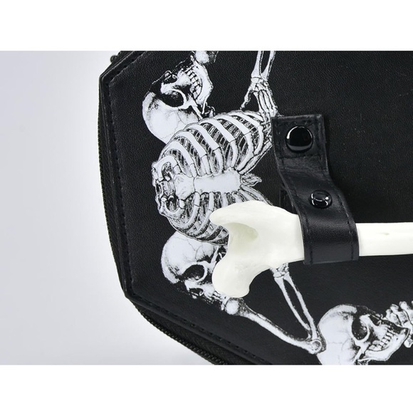 Gothic Shoulder Bag Purse Coffin Box Halloween Accessories (Black) - Picture 3 of 13